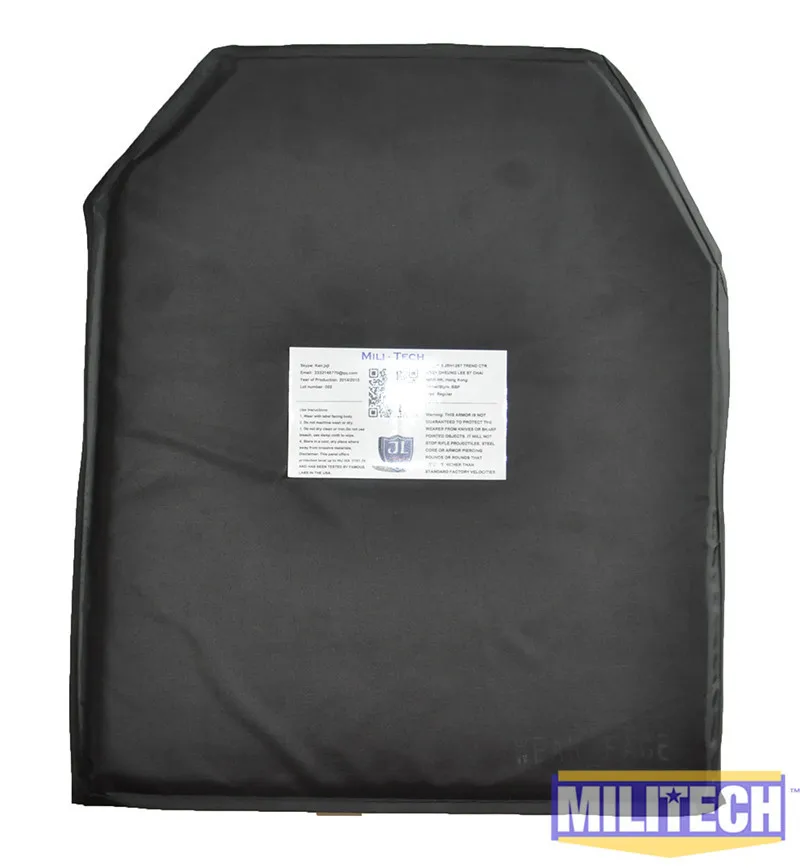 

MILITECH 10''x12'' Advanced Shooters Cut FT Ballistic Panel Bullet Proof Plate Backer Body Armor Soft Armour NIJ Level IIIA 3A