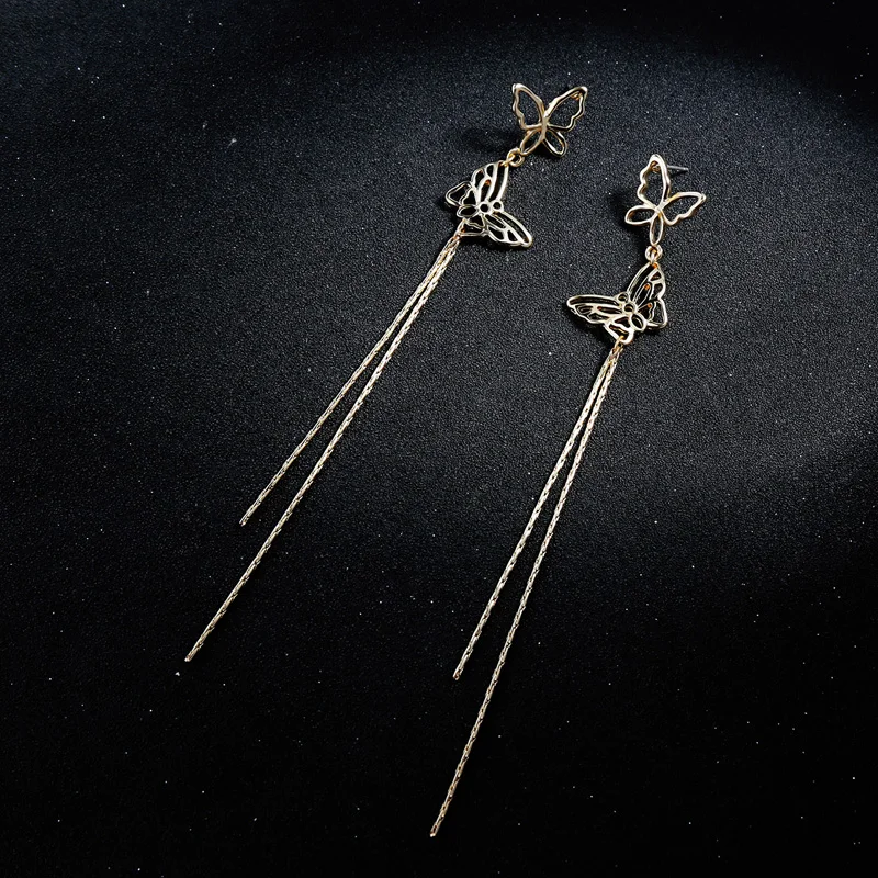 

Romantic Gold Color Chain Long Earring Fashion Jewelry For Women Animal Butterfly Tassel Earrings Wholesale Accessories