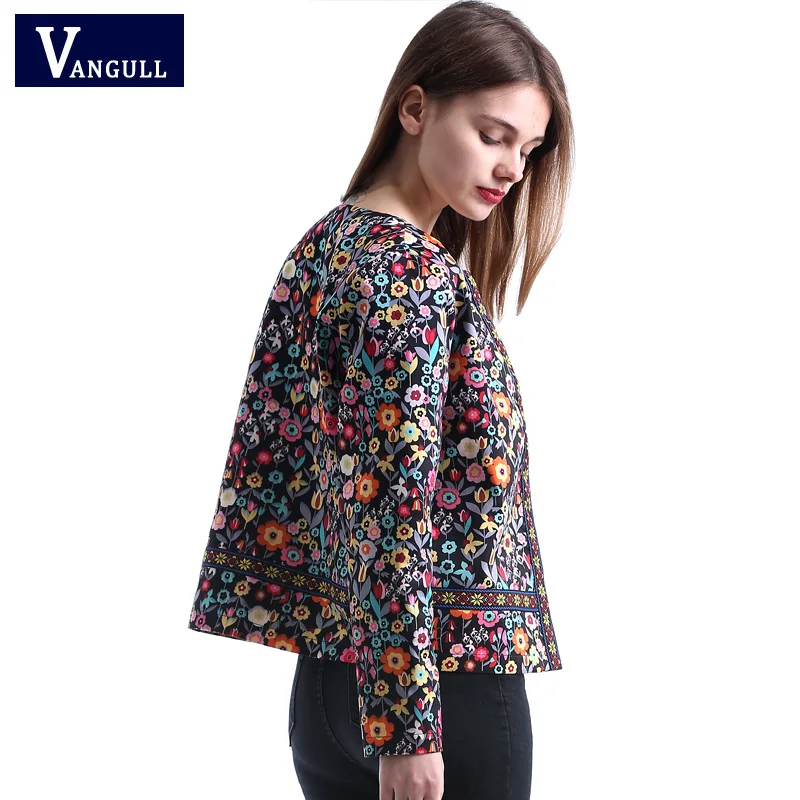Ideal Vangull 2018 New Spring Botanical Jacket Autumn Basic Jacket for Women Multicolor Collarless Elegan