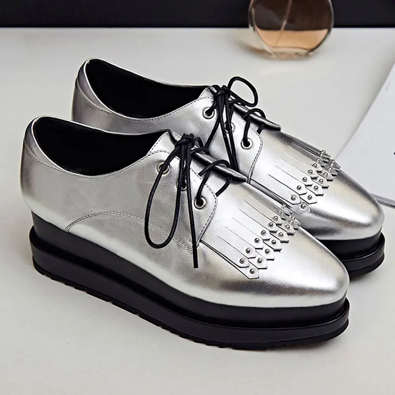 Shoes Woman 2016 Platform Creepers Fashion Tassels Woman Flat Shoes