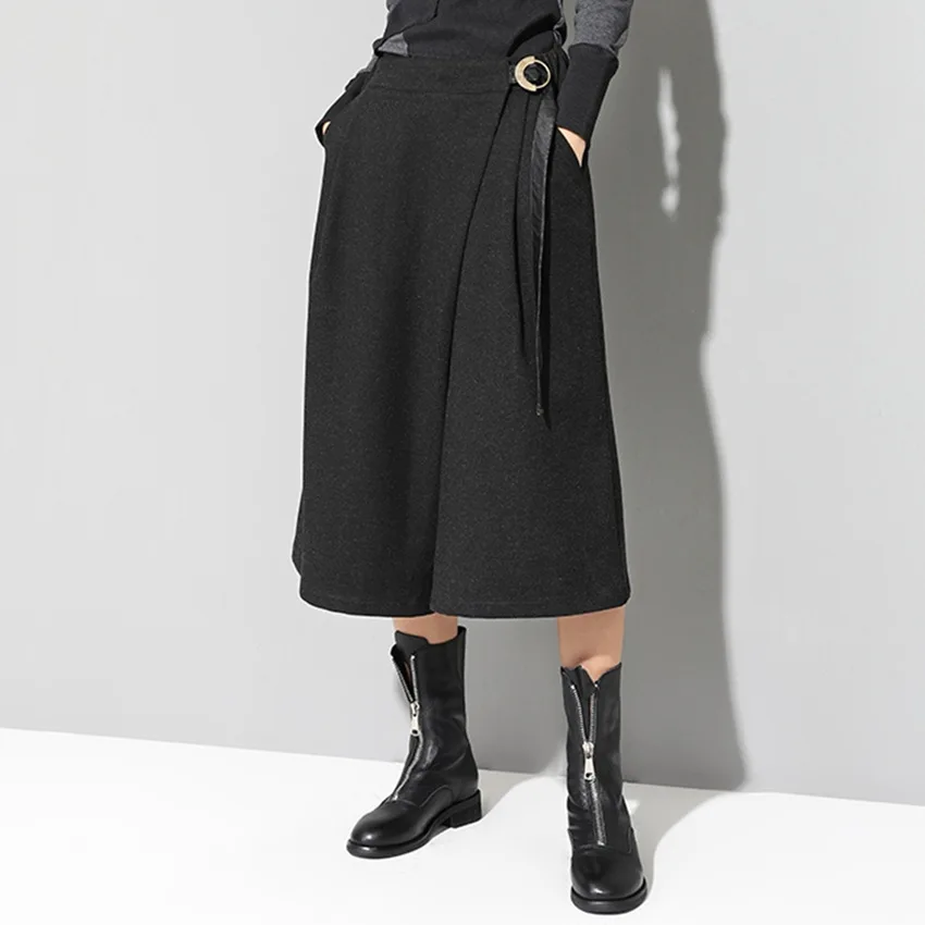 

Harajuku Fashion Calf-length Pants+skirt 2set Women Trousers Autumn Winter New Casual Pants Thickening Wide Leg Pants