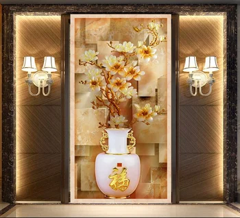 

3d wallpaper custom mural non-woven yulan flower vase color emboss porch corridor background paintings 3d wall murals wallpaper