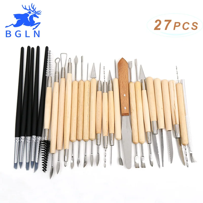 

BGLN 27pcs Silicone Rubber Shapers Pottery Clay Sculpture Carving Modeling Pottery Hobby Tools