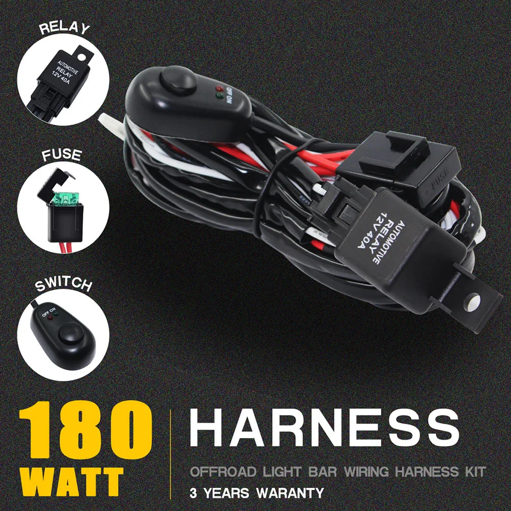 

Relay Switch Kit Fog 12V 24V Car Light Bar Wiring Universal ON OFF Loom Harness Cable 1 To 2 Durable Driving