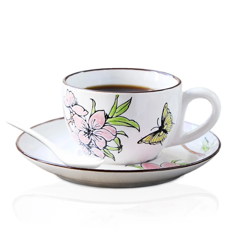 AVOIN Colorlife 200 Ml Keramik Mug Kupu Kupu Lebih Bunga Kreatif