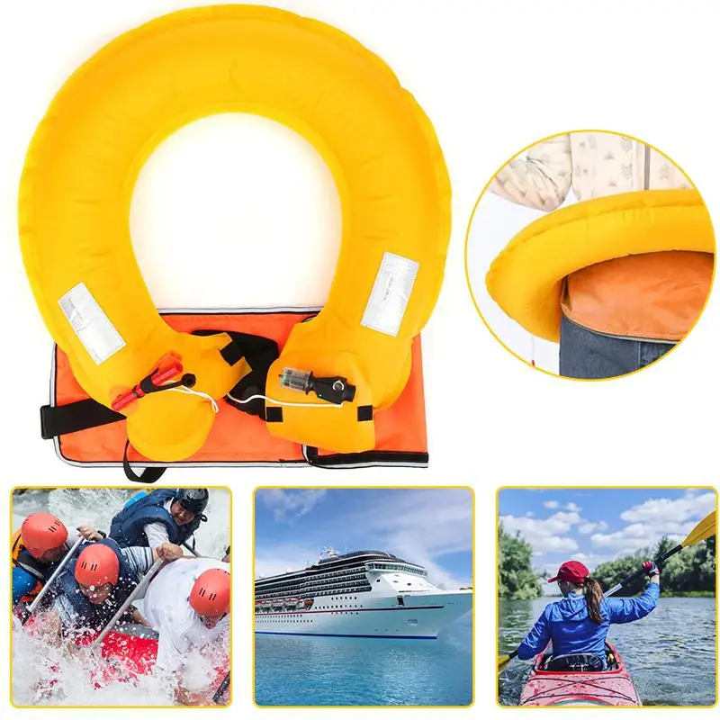 Yellow HobbyLane Adult Waterproof Portable Belt Life Jacket Automatic Manual Inflatable Swimming Life Jacket Floating Bag