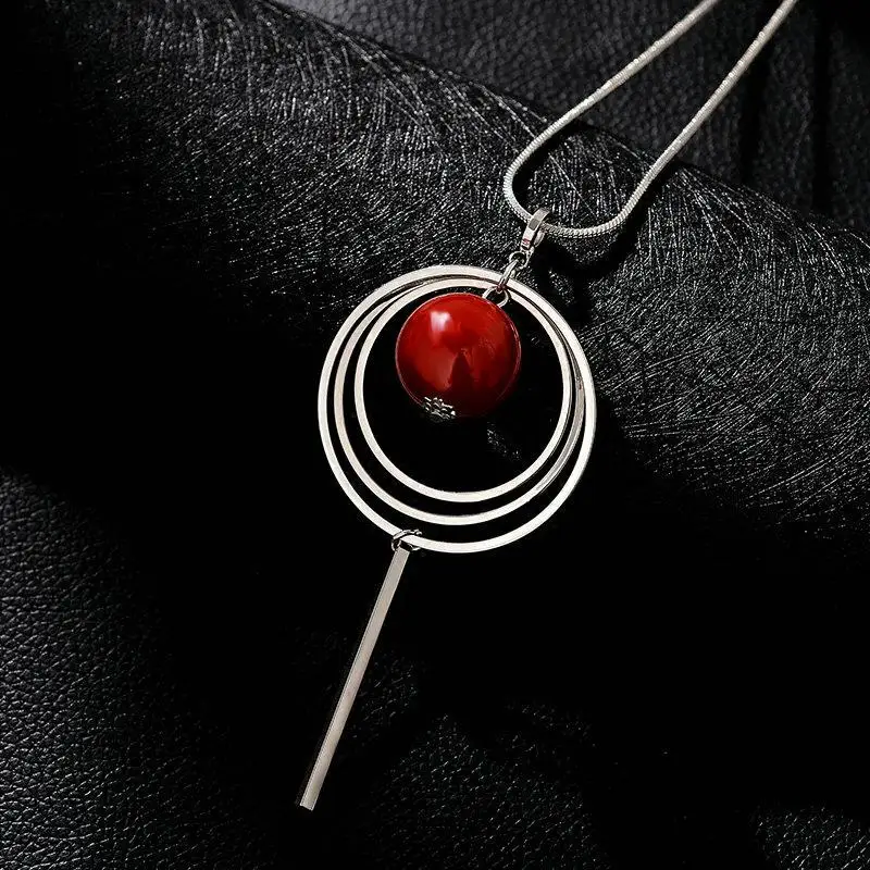 Новое поступление, женское ожерелье с подвеской, s круг, длинное ожерелье из красного бисера, модное ожерелье s& Кулоны, Ювелирные Аксессуары - Окраска металла: red