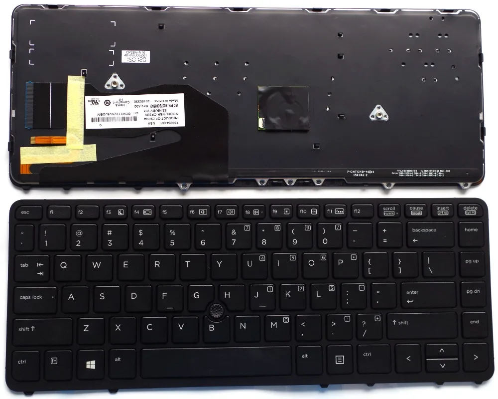 

English laptop keyboard FOR HP EliteBook 840 G1 850 G1 US New Black With pointing stick with backlight