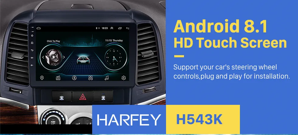 Cheap Harfey Android 8.1 for HYUNDAI SANTA FE 2005-2012 Radio with Bluetooth GPS Navigation Car Audio System Touch Screen WiFi 3G 0