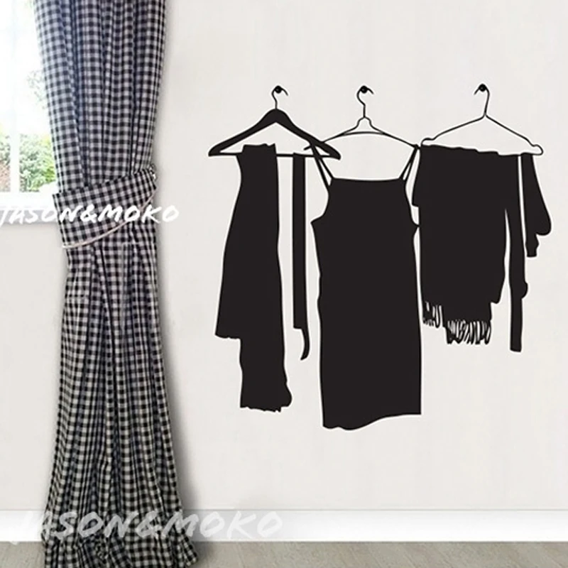 

Hang Clothes Coat Hanger Rack Vinyl Wall Stickers Mural Decal Wallpaper Bedroom Cloakroom Dressing Room Home Decoration 90x90cm