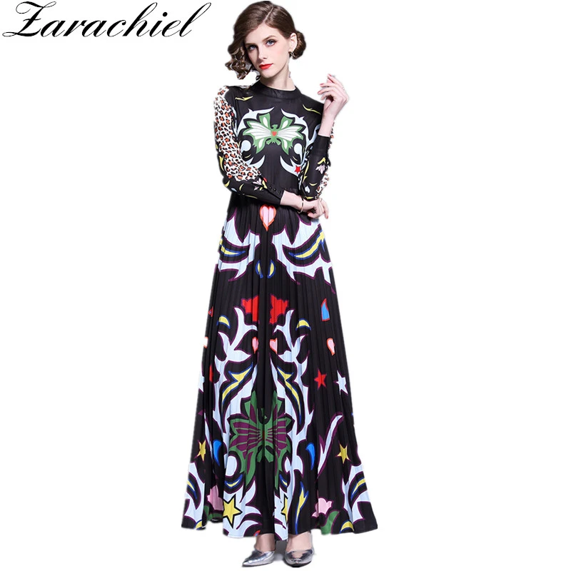 vintage print maxi dress