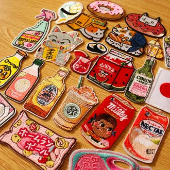 

DIY Cartoon Bottle Patch Japan Anime-Patches Cute Animal Patches Iron on Patch For Clothing Embroidery Applique Clothes Parches