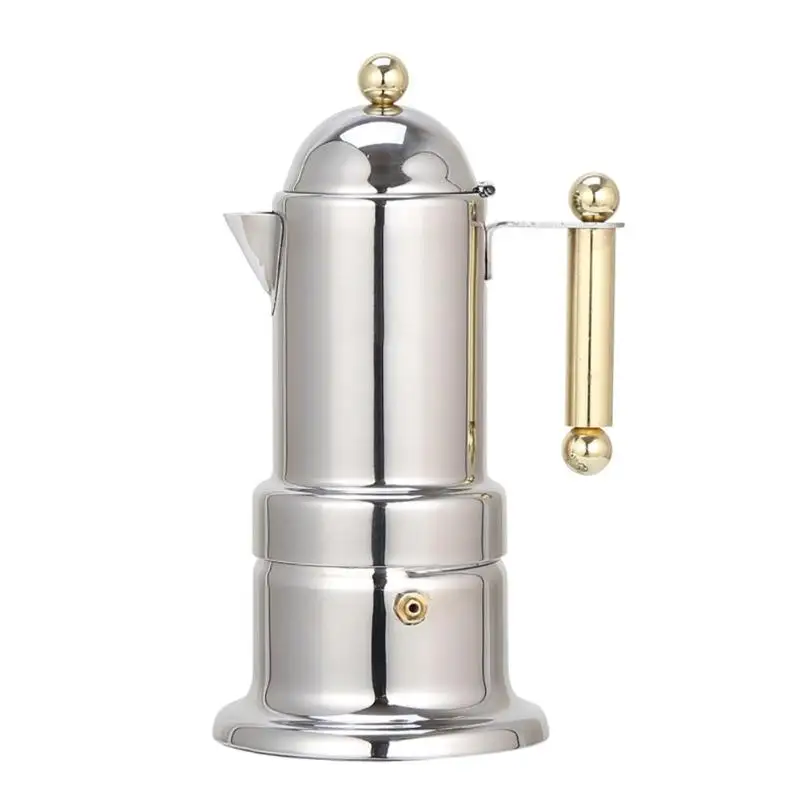 Beste 200 ml Roestvrij Staal Koffie Pot Moka Koffiezetapparaat Theepot Mokka Kookplaat Filter Percolator Koffiekan Percolator Keuken Gereedschap