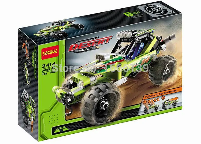 2016 new hot sale decool 3414 warrior decert racer pull back technic car Building Block Sets