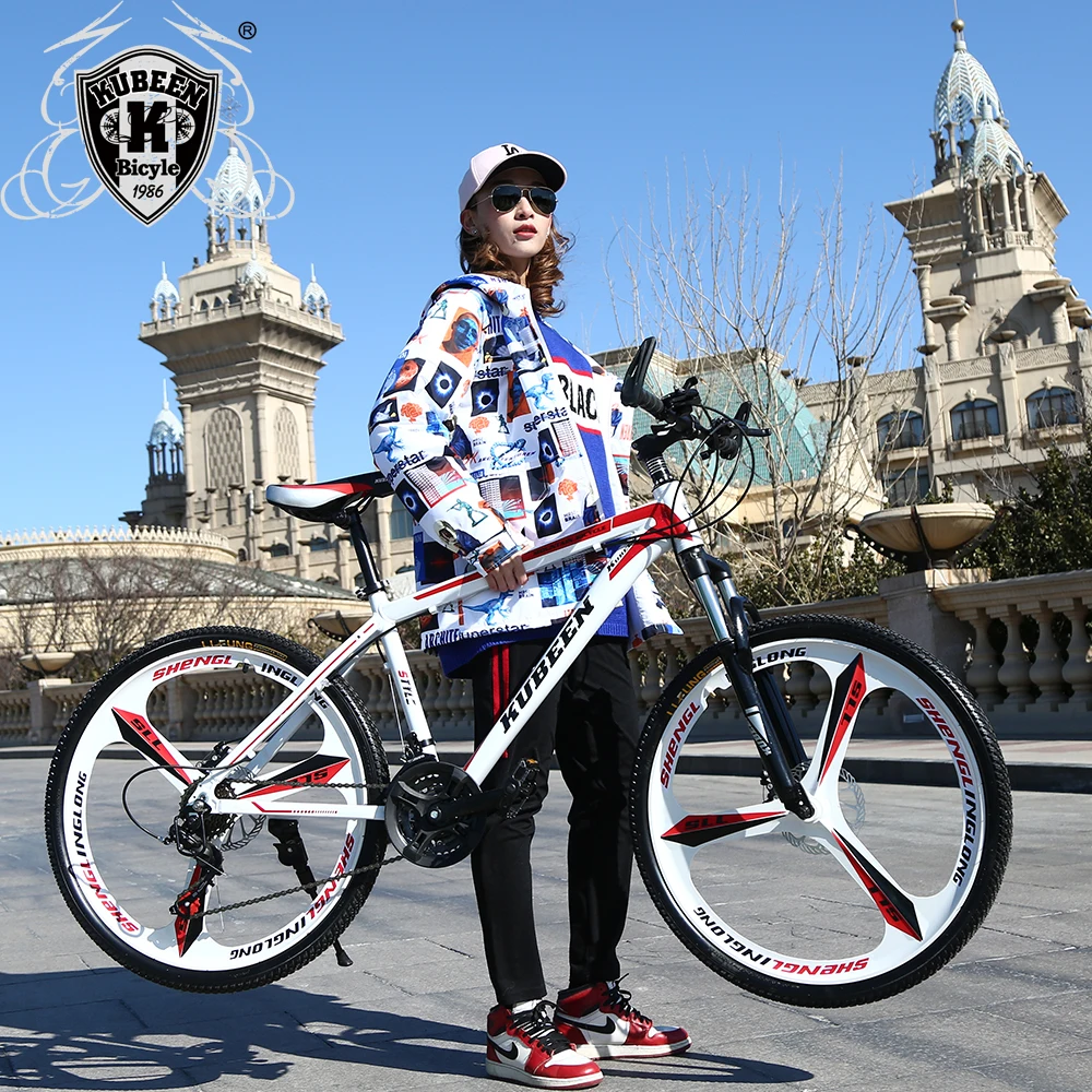 High quality 26 inch bike steel 21 speed aluminum frame mountain bike skateboard pedal oil spring shock absorber double disc bra