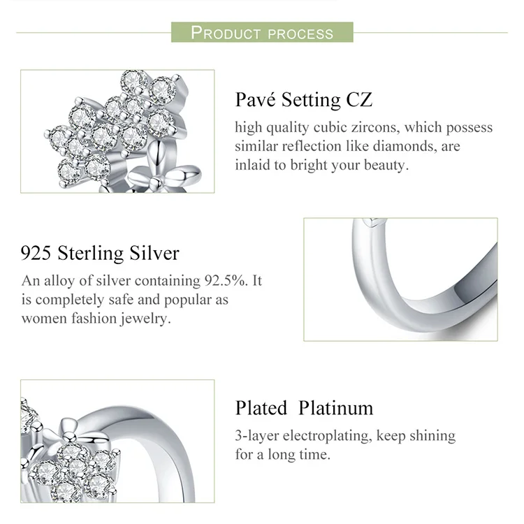 BAMOER Сияющий Аутентичные 925 стерлингового серебра стекируемые звезды ясно CZ перстни для Для женщин свадебные Обручение Jewelry BSR021
