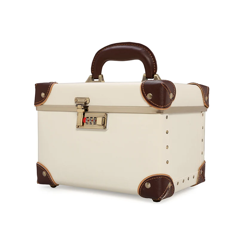 

Women PP Material Aluminium Frame Retro Cosmetic Code Suitcase Toiletry Box Luxury Case 10 Inch and 15 Inch
