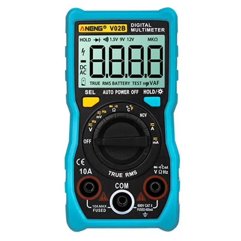 V02B Blue ANENG Мультифункциональный ЖК-дисплей подсветка AC/DC 600 В напряжение тестер Вольтметр - Цвет: V02B Blue