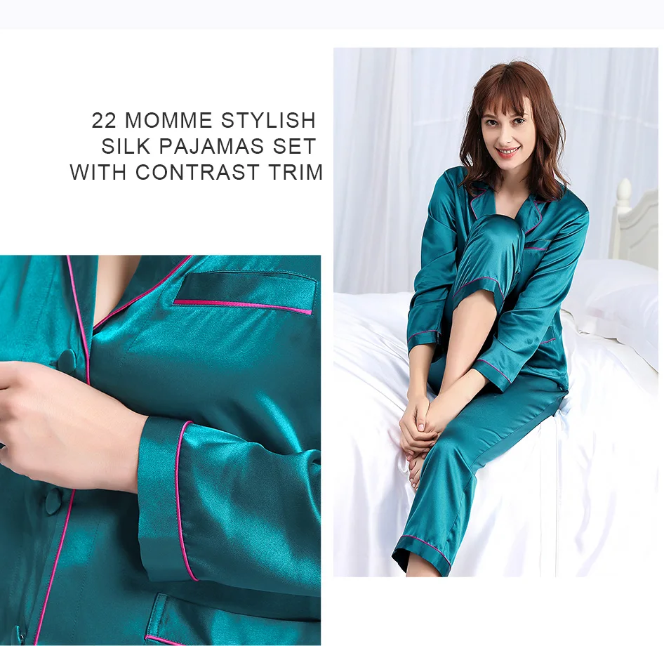 LilySilk пижама женская шелковая костюм комплект домашняя одежда для женщин шелк 22 Momme отделкой пуговицы отложным воротником Мягкий уход за кожей