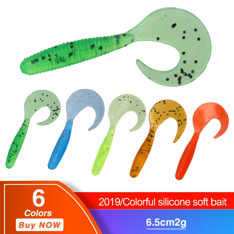 

HAODIAOZHE 5Pcs/lot Fishing Lure Soft Wobblers 65mm 2g Easy Shiner Silicone Biats Curly tail Carp Fishing Ocean Fish Peach YU264
