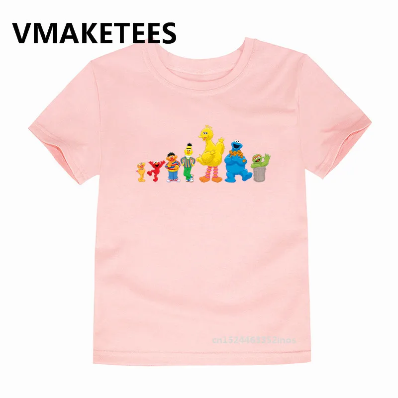 Футболка с короткими рукавами детская футболка с принтом «Улица Сезам» Забавная детская одежда с монстрами и эльмо HKP5255B