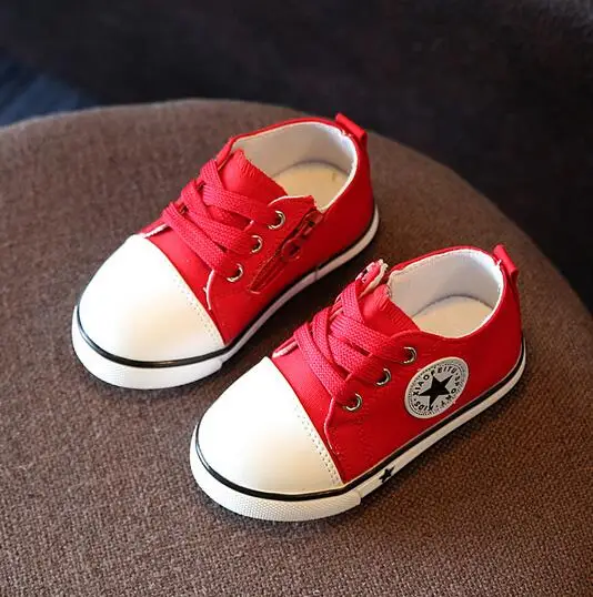 Детские кроссовки, 5 цветов, обувь для мальчиков и девочек, новая весенне-Осенняя детская обувь со звездами, детская повседневная парусиновая обувь для малышей, размер 21-25 - Цвет: Красный