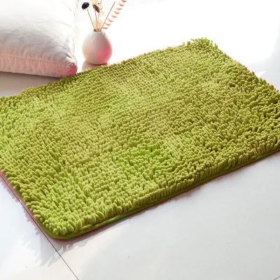 Длинная шенилловая ткань, Противоскользящий коврик, толстые напольные ковры для гостиной, ванной комнаты, водопоглощающий напольный коврик, однотонный цвет - Цвет: Green