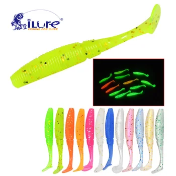 

iLure 15pcs/lot Luminous Paddle Tail Soaking Maw Glow in Dark T Lure Jig Head soft bait Carp lures bass crankbait fishing bait