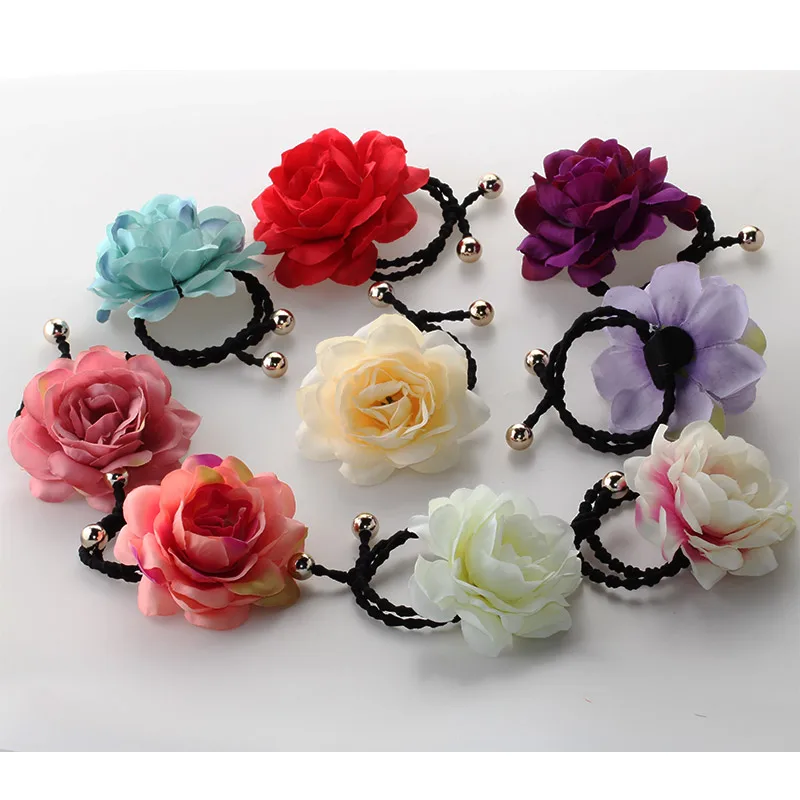 

M MISM New Fashion Bead Flower Hair Accessories Ornaments Rubber Band Gum for Hair Scrunchy For Women Girls Hair Elastic Band