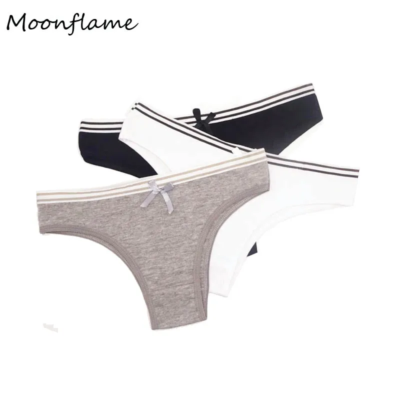 

Moonflme 3 pcs/lots Solid Color Ladies Cotton Bikini Women Panties M L XL 89156