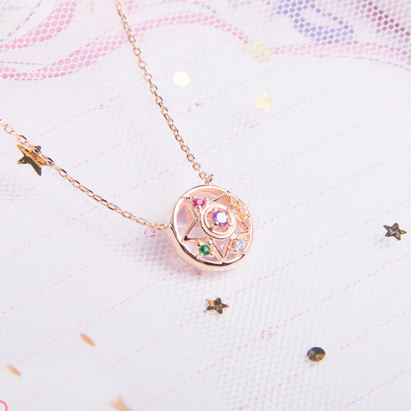 Новое серебряное ожерелье с подвесками Sailor Moon The Crisis Moon Compact 925 пробы модный подарок на день рождения Аниме косплей подвески на цепочку