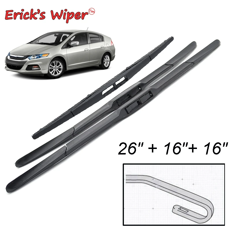 

Erick's Wiper Front & Rear Wiper Blades Set For Honda Insight MK2 2009 - 2011 Windshield Windscreen 26"16"16"