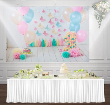 

HUAYI Girl 1st Birthday Party Cake Smash decorations Backdrop pink Balloon baby shower wall table banner photo background lw1090