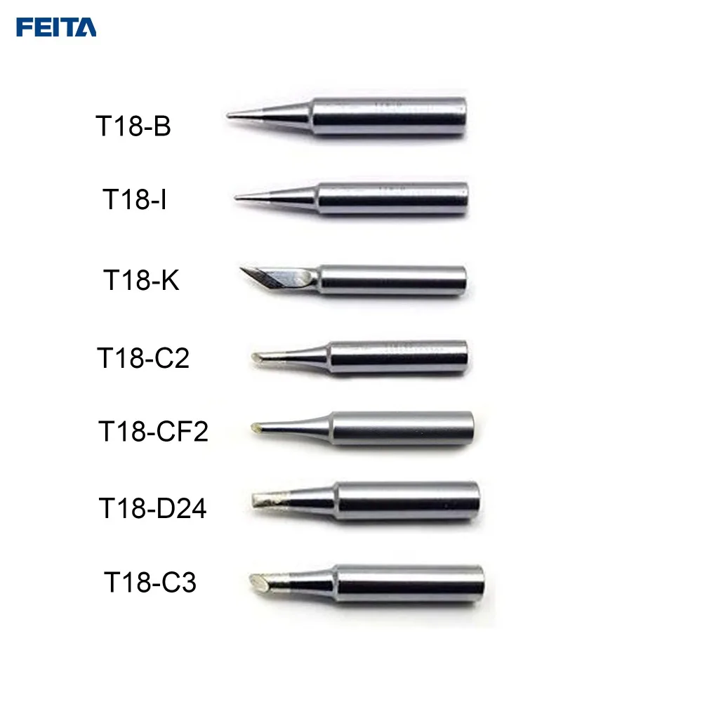 

FEITA 10pcs/lot T18-B/I/2C/2CF/D24/K Solder Iron Tips for FX888/888D Welding Bits Electric Solder Station DIY Phone Tools