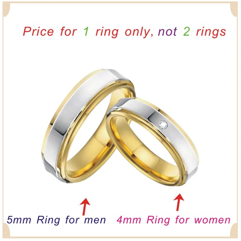 Classic Bicolor Alliances Wedding Band Couple Rings men 4mm 5mm high polishing Anniversary Engagement Rings For Women (5)