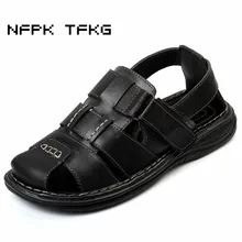 Мужская пляжная обувь из коровьей кожи для отдыха; летние сандалии с закрытым носком; zapatos hombre; повседневная домашняя обувь; sandalet; обувь на плоской подошве; обувь на платформе; платье в морском стиле