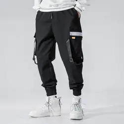 Мужские накладные карманы шаровары Беговые брюки в повседневном стиле широкие в стиле милитари брюки Harajuku Уличная Хип Хоп мода Swag оверсайз