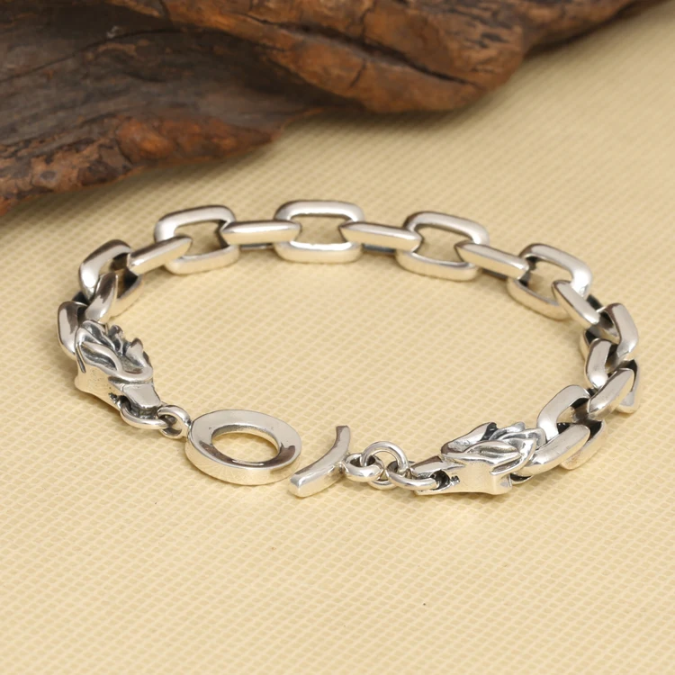 Handmade Thailand 925 Siilver Dragon Head Bracelet Vintage Sterling Silver Dragon Chain Bracelet Pure Silver Bracelet Handmade Thailand 925 Siilver Dragon Head Bracelet Vintage Sterling Silver Dragon Chain Bracelet Pure Silver Bracelet
