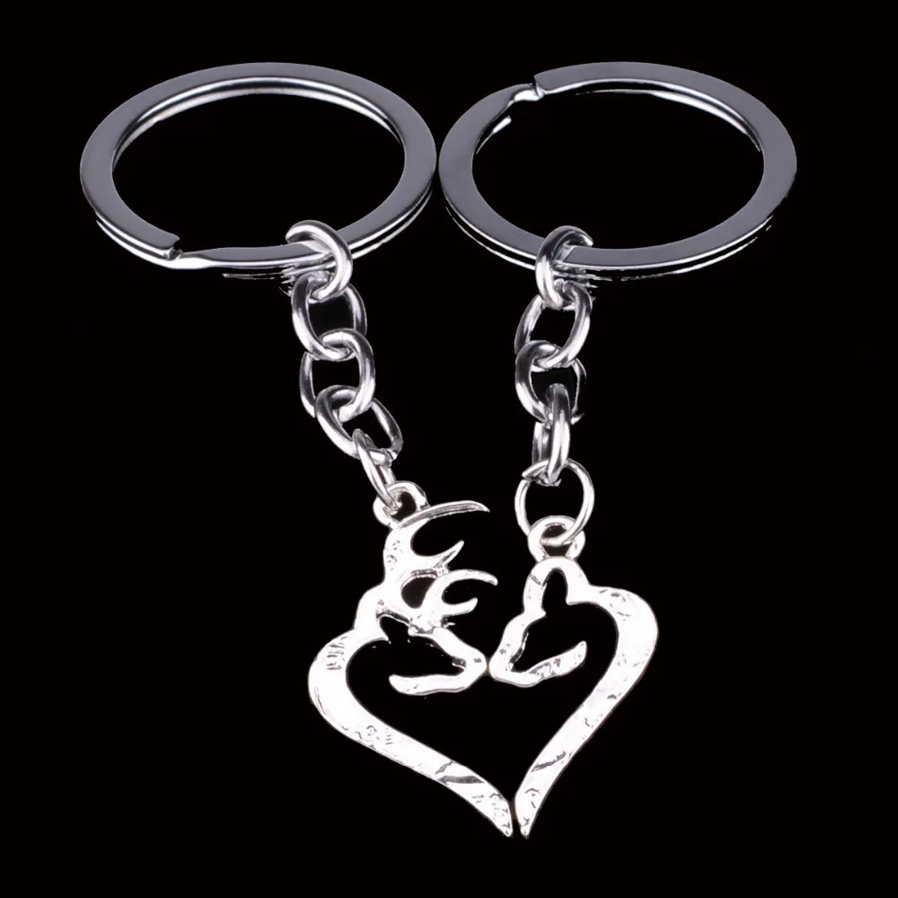 

2Pcs/Set Best Friend BFF couple keychain Silver Animal Elk Deer Charm Keychain Key Chain Ring Deer for Women Men Christmas Gift