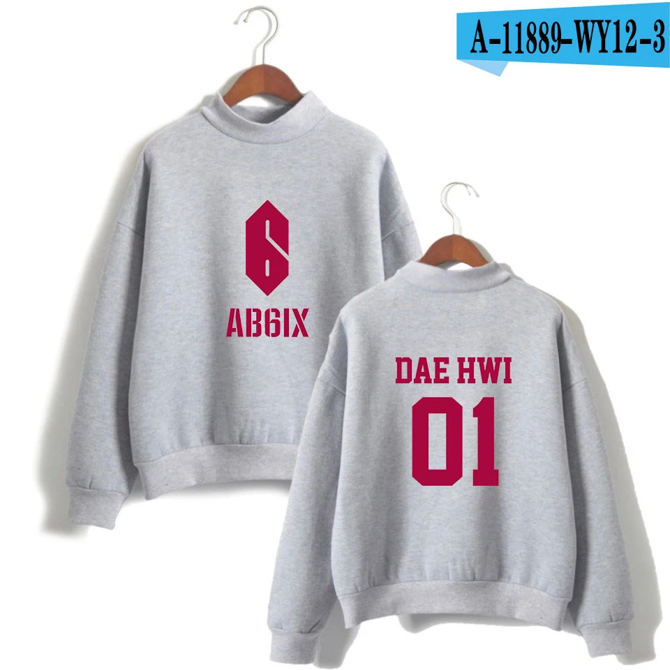 Новинка года, Harajuku, модная одежда для женщин и мужчин с принтом Kpop AB6IX, водолазки, свитер с высоким воротником и длинными рукавами, пуловеры, топы, капли - Цвет: picture color2