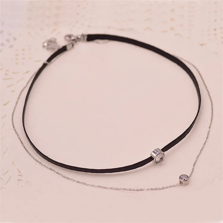 silver YUN RUO модные брендовые женские ювелирные изделия розовый золотой и серебряный цвета два слоя Циркония Инкрустация колье ожерелье 316L ювелирные изделия из нержавеющей стали - Окраска металла: silver