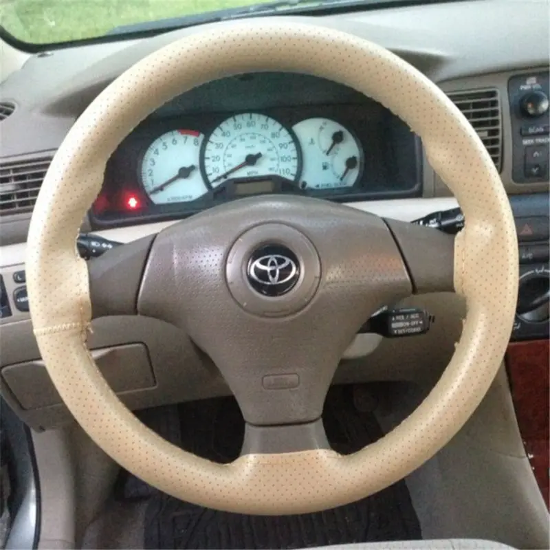 Genuine Cowhide Leather Car Steering Wheel Cover 36 to 40cm Universal Size Black Grey Beige Brown Color DIY Interior Accessories