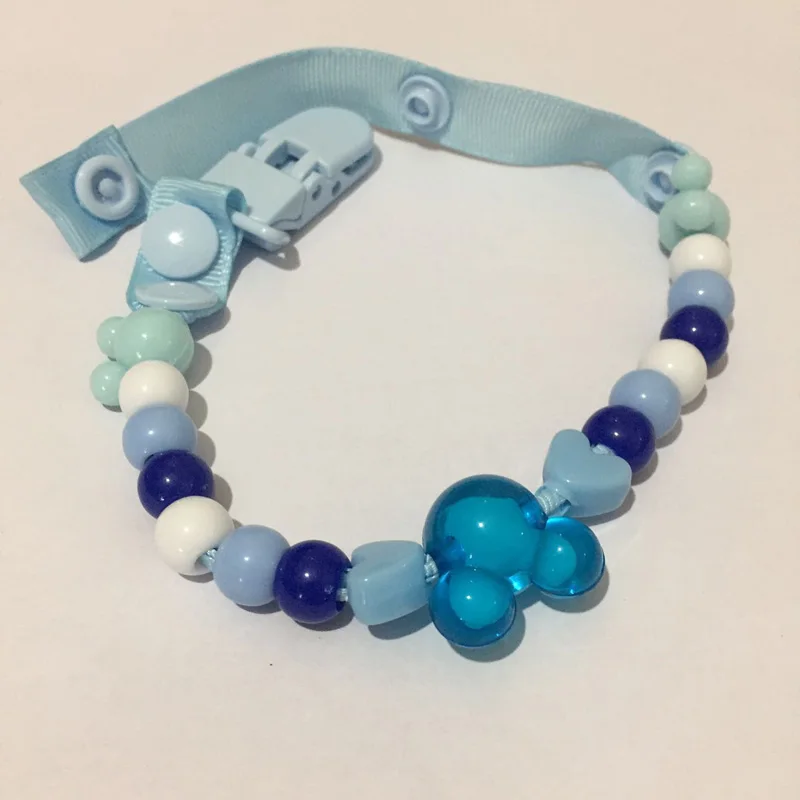 Light Blue Цепочка для детской соски пустышки с бусинами для детских чашек держатели соска зажимы для пустышки цепочка для пустышки и футляры ниппель для клипа для ребенка - Цвет: Light Blue