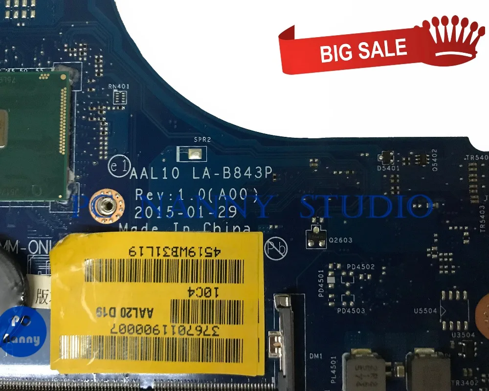 PCNANNY 0C65T5 C65T5 для DELL 5558 5758 Материнская плата ноутбука DDR3L AAL10 LA-B843P SR245 I3-5010U тестирование
