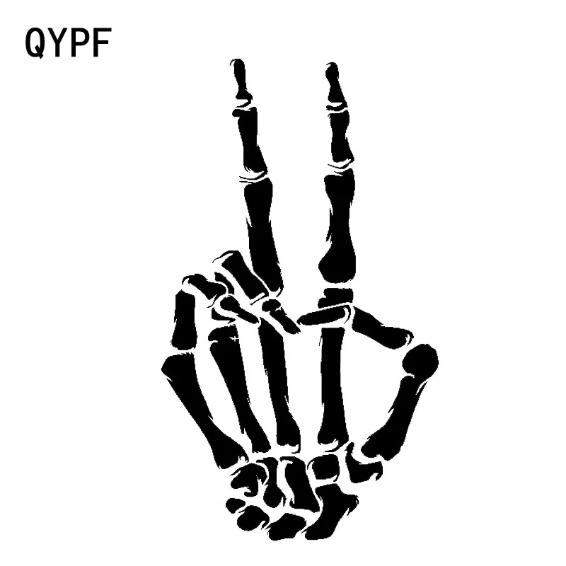 QYPF 10*17.4CM Skeleton Bone Hand Vinyl Car Sticker Motorcycle Bicycle
