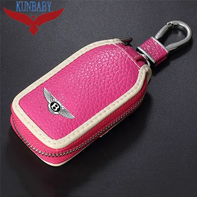Pink white KUNBABY натуральная коровья кожа Автомобильный ключ сумка автомобильный Футляр для ключей модный дизайн автомобиля автомобильные аксессуары для Bentely - Название цвета: Pink white