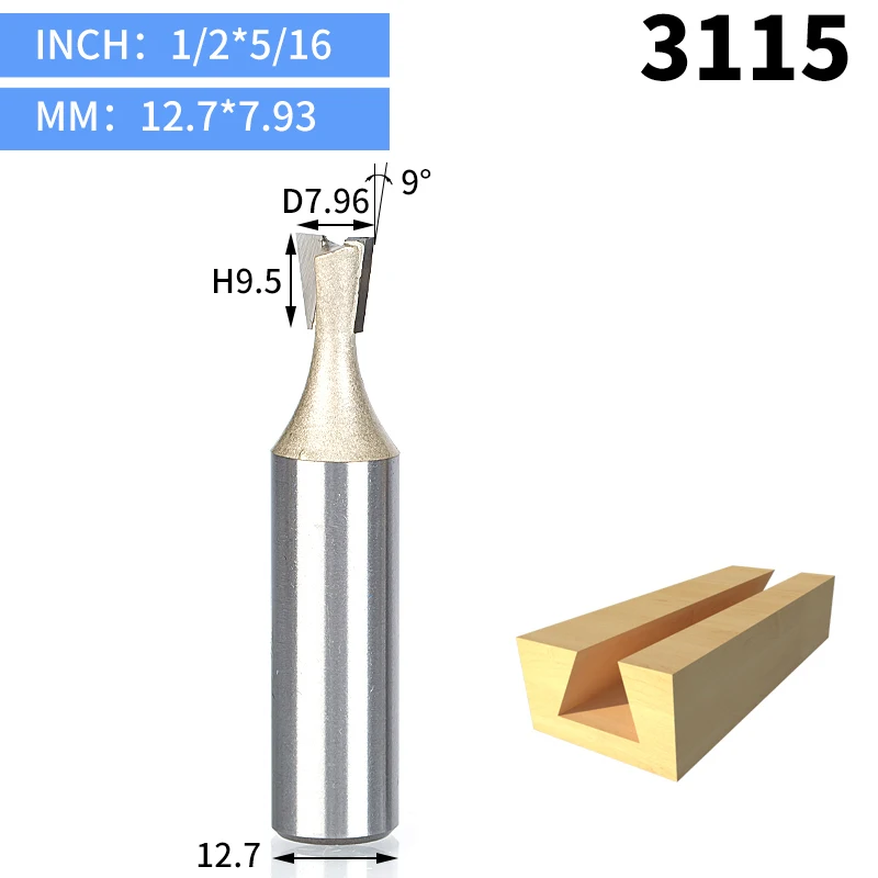 3115 HUHAO 1 шт. 1/" 1/4" хвостовик резец по дереву ласточкин хвост биты 2 флейты фрезы для дерева вольфрам карбид гравировальный инструмент фреза - Длина режущей кромки: 3115