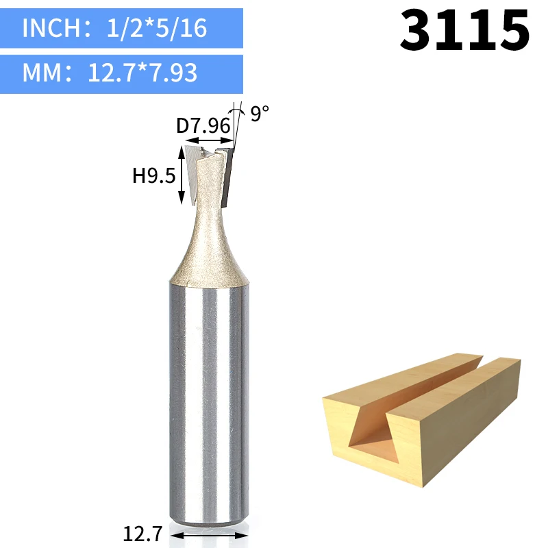 HUHAO 1 шт. 1/" 1/4" хвостовик резец по дереву ласточкин хвост биты 2 флейты фрезы для дерева вольфрам карбид гравировальный инструмент фреза - Длина режущей кромки: 3115