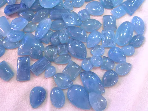 A+Grade 6 piece 6-30mm Genuine Natural Aquamarine cabochon mix shape,size 100% natural photo