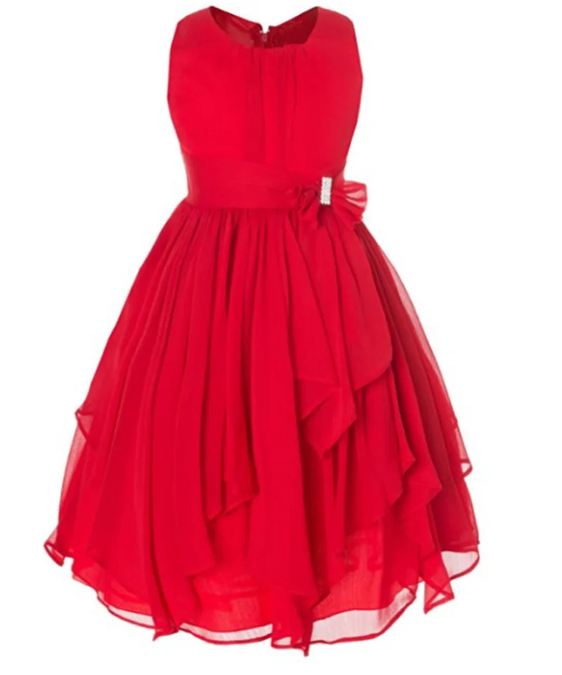 

2-12 year girl teens Chiffon Lace sleeveless Flower Girl Dresses for Wedding Party princess dress for girls summer dress